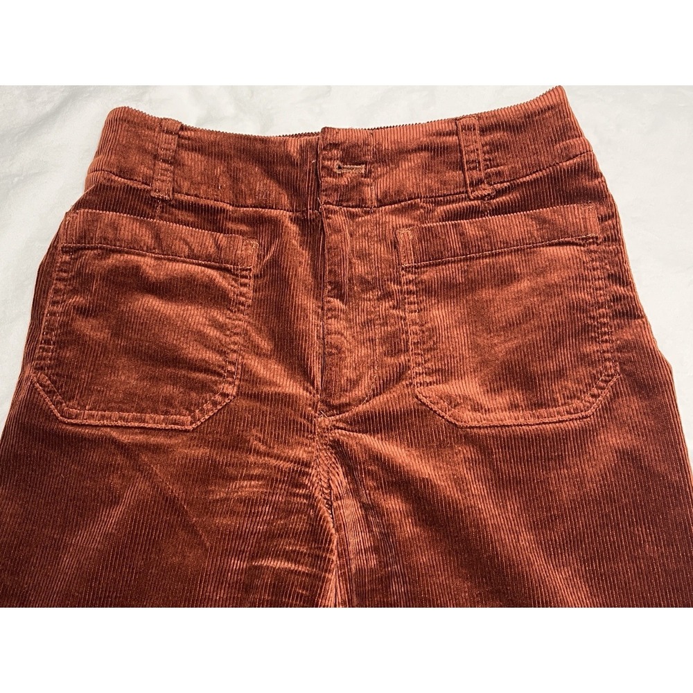 ANTHROPOLOGIE MAEVE Colette Corduroy Crop Wide-Leg High Rise Pants Rust Sz 26 - Picture 5 of 12